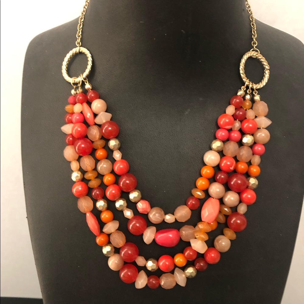 Retro Beaded Necklace with Gold Circular Discs